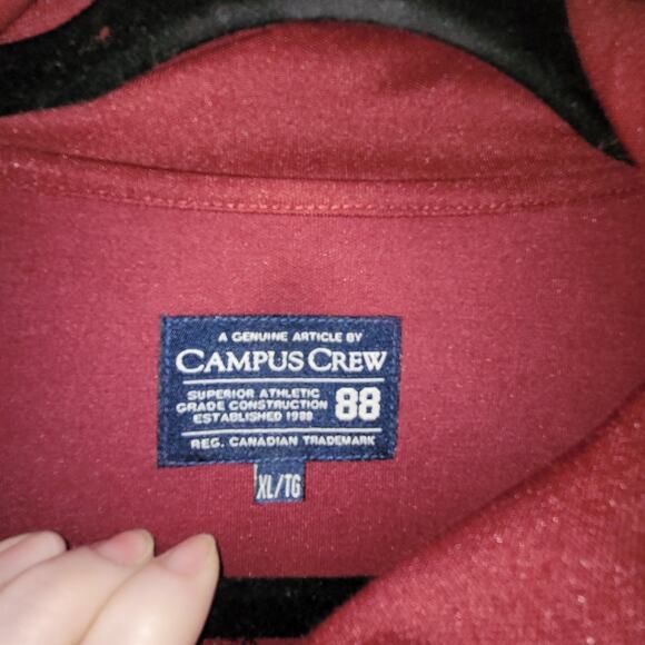 Vintage Mens Campus Crew Full Zip Red Sweatshirt Sweater Size XL - Picture 5 of 10